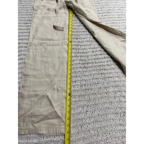Charlotte Russe 100% Linen Pants Minimalist Womens Sz 3 Cream Adjustable Length - Picture 3 of 8